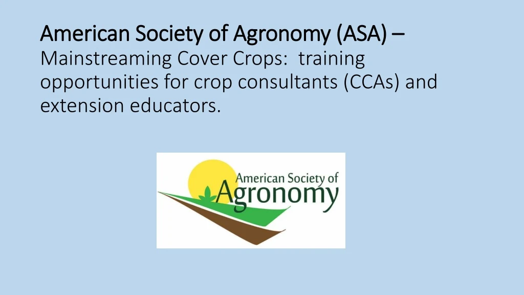 american society of agronomy asa mainstreaming