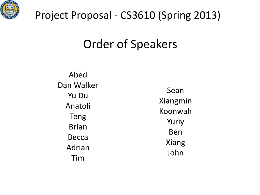 project proposal cs3610 spring 2013