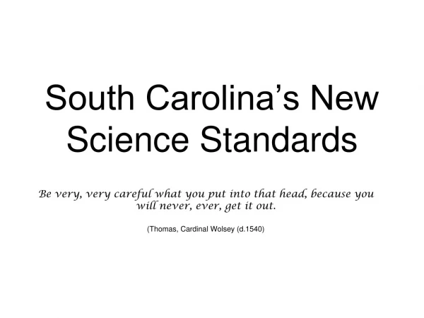 South Carolina’s New Science Standards