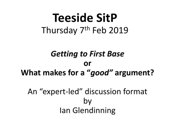 Teeside SitP Thursday 7 th Feb 2019