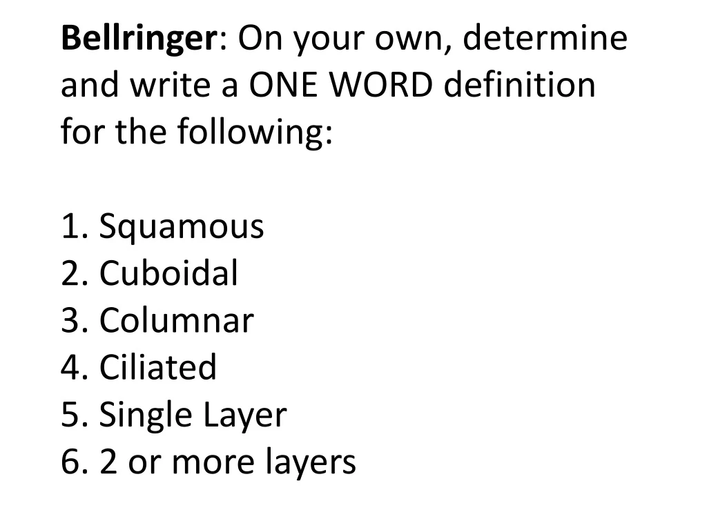 bellringer on your own determine and write