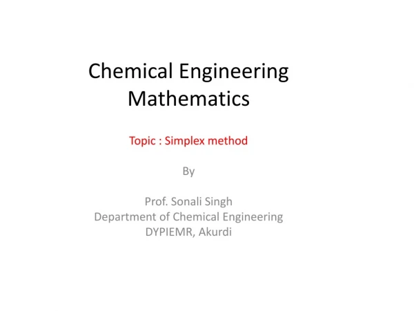 Chemical Engineering Mathematics