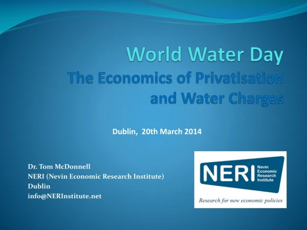 World Water Day The Economics of Privatisation and Water Charges