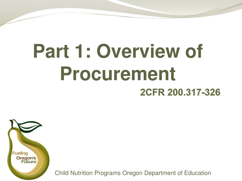 part 1 overview of procurement