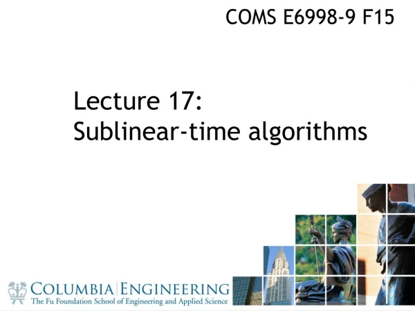 Lecture 17: Sublinear-time algorithms
