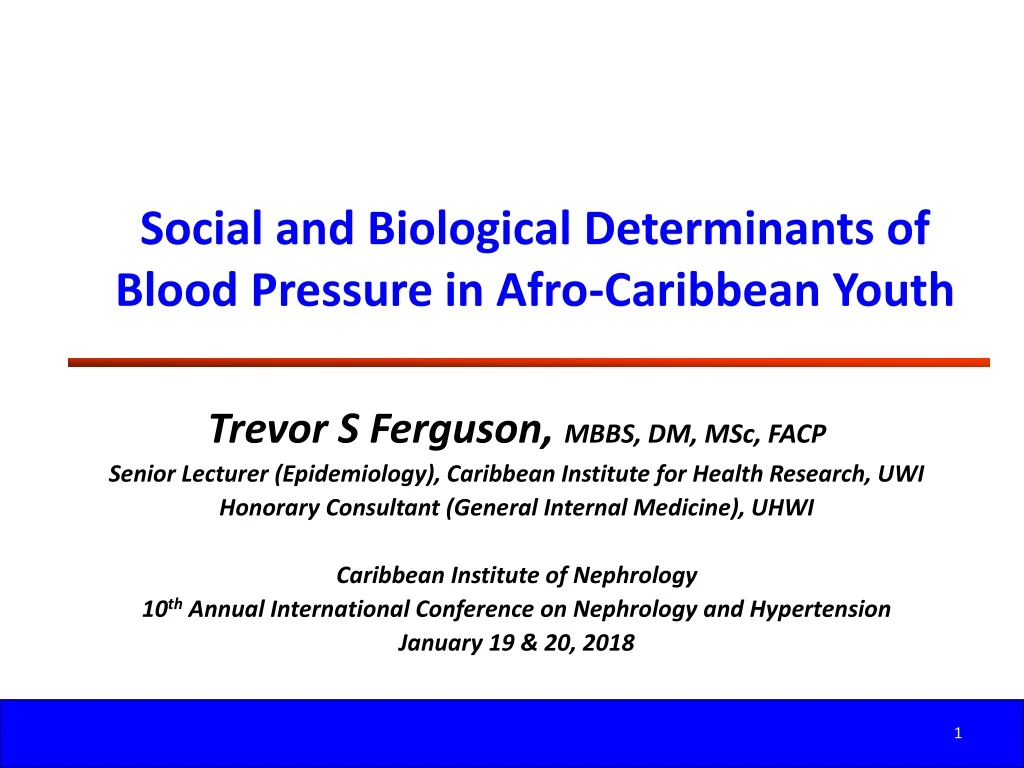 social and biological determinants of blood pressure in afro caribbean youth