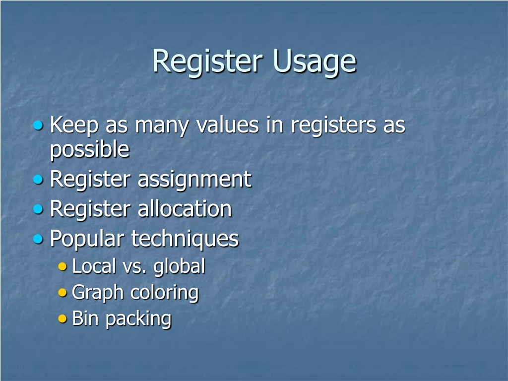 register usage