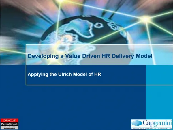 Developing a Value Driven HR Delivery Model