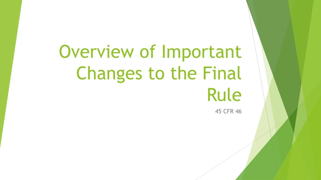 overview of important changes to the final rule