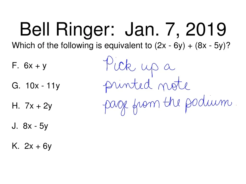 bell ringer jan 7 2019