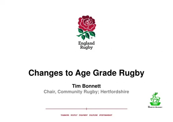 Changes to Age Grade Rugby Tim Bonnett Chair, Community Rugby; Hertfordshire
