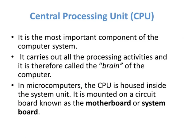 Central Processing Unit (CPU)