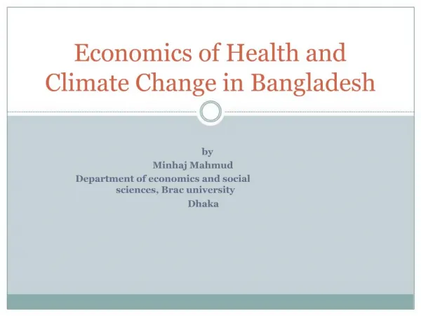 Economics of Health and Climate Change in Bangladesh