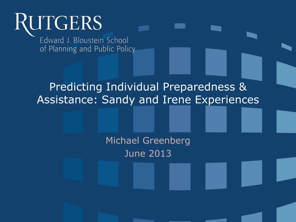 predicting individual preparedness assistance sandy and irene experiences