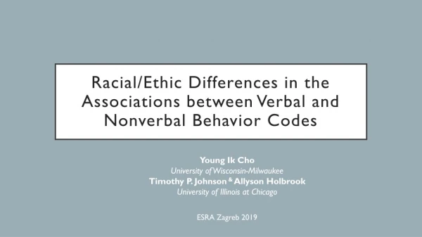 Racial/Ethic Differences in the Associations between Verbal and Nonverbal Behavior Codes