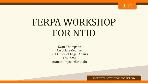 FERPA Workshop for NTID