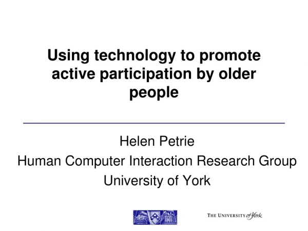 Using technology to promote active participation by older people