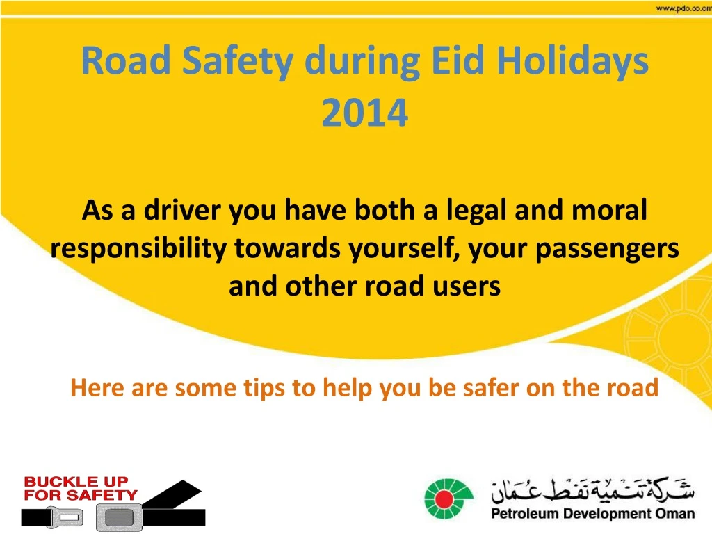 road safety during eid holidays 2014 as a driver