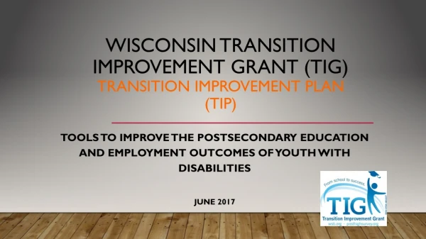 Wisconsin Transition Improvement Grant (TIG) Transition Improvement Plan (TIP)