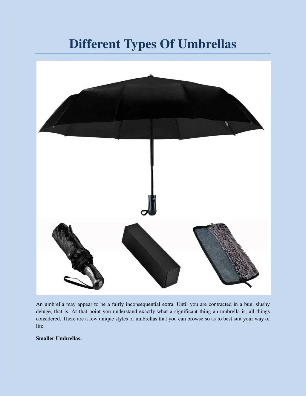 different types of umbrellas