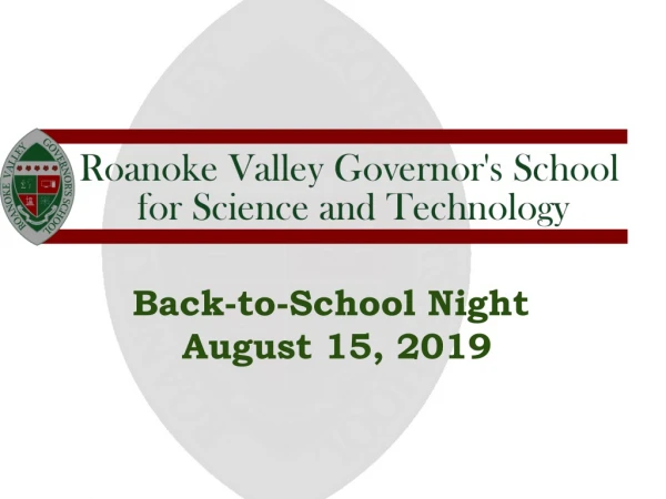 Back-to-School Night August 15, 2019