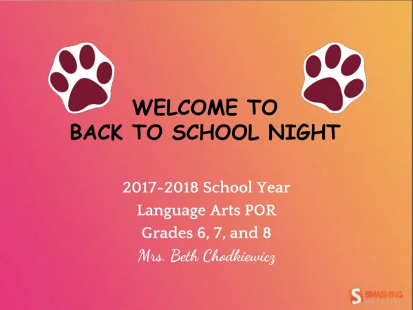 WELCOME TO BACK TO SCHOOL NIGHT