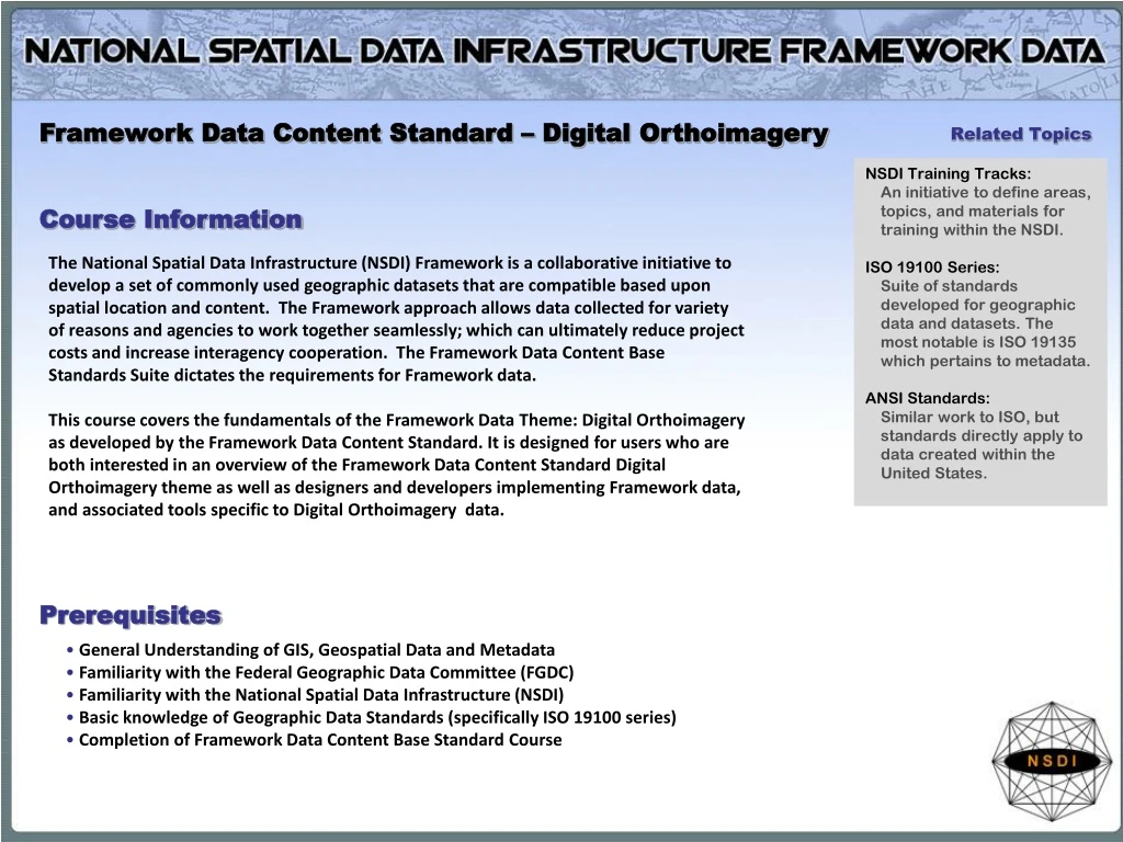 framework data content standard digital