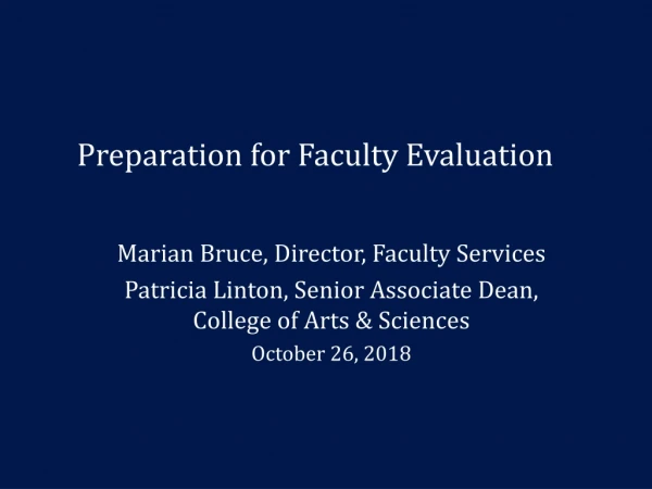 Preparation for Faculty Evaluation