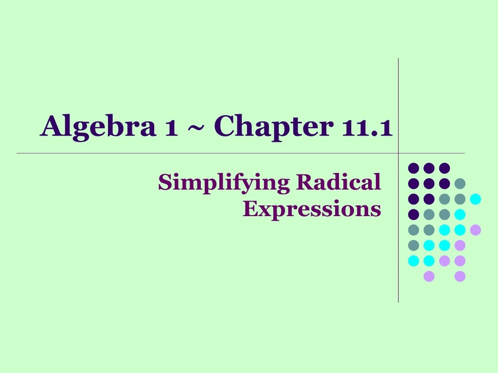 algebra 1 chapter 11 1