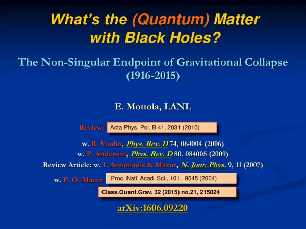What’s the (Quantum) Matter with Black Holes?