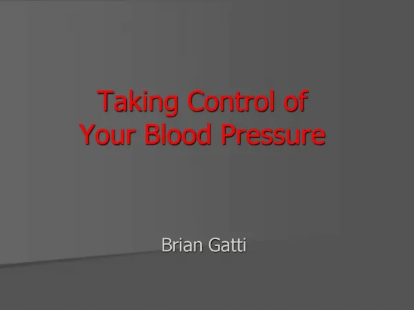Taking Control of Your Blood Pressure