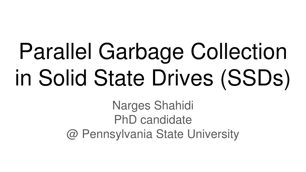 parallel garbage collection in solid state drives ssds