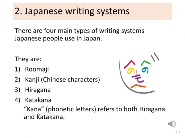 2. Japanese writing systems