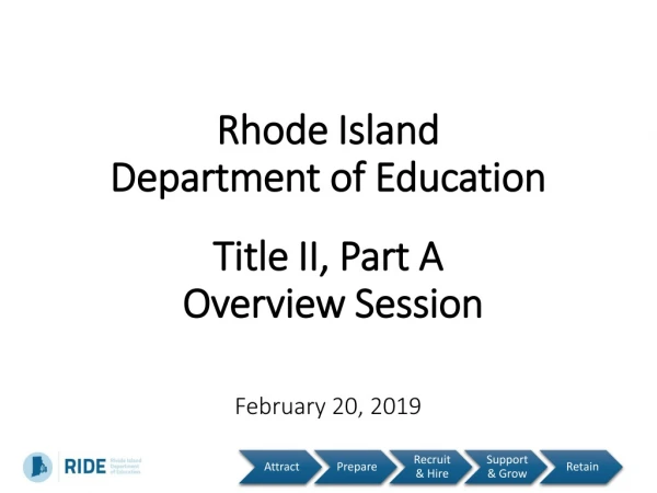 Rhode Island Department of Education Title II, Part A Overview Session