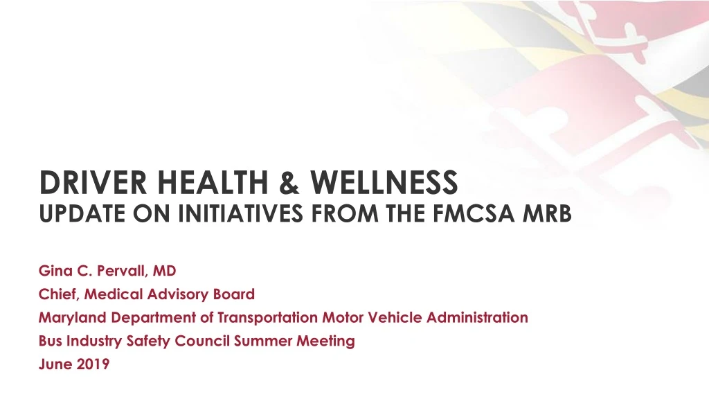 driver health wellness update on initiatives from the fmcsa mrb