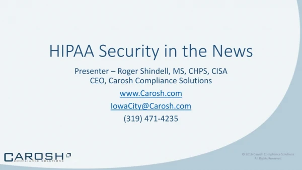 HIPAA Security in the News