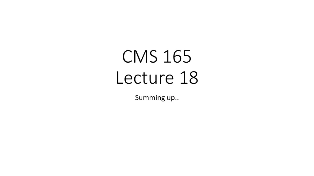 cms 165 lecture 18