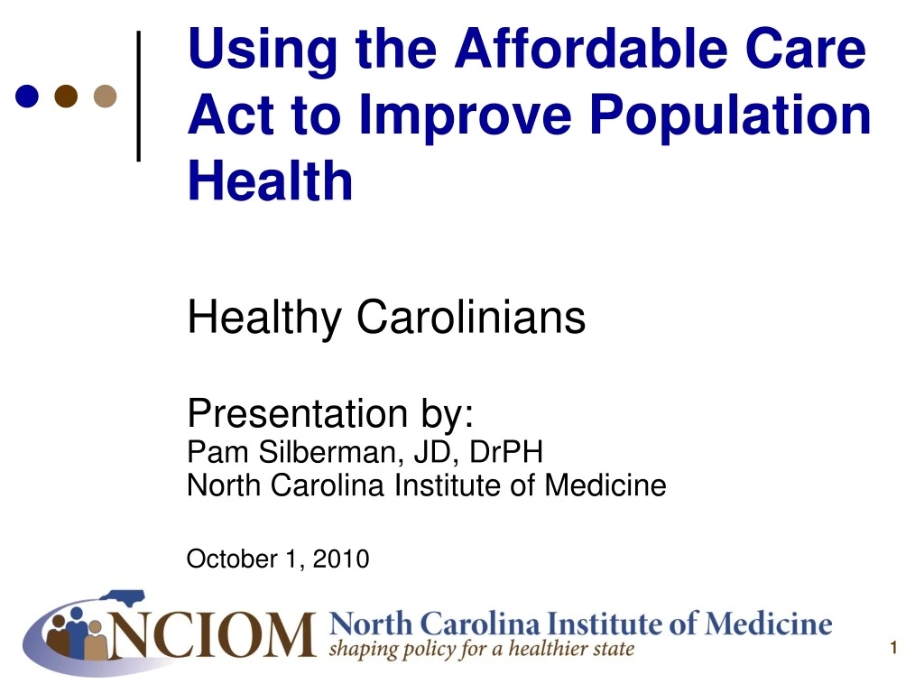 using the affordable care act to improve population health