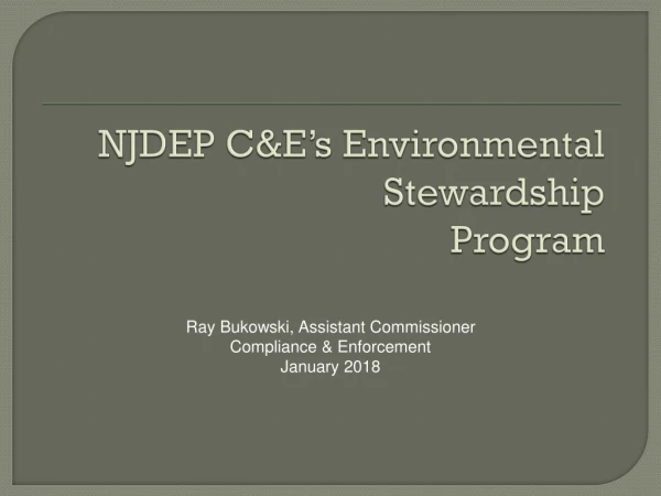 NJDEP C&amp;E’s Environmental Stewardship Program
