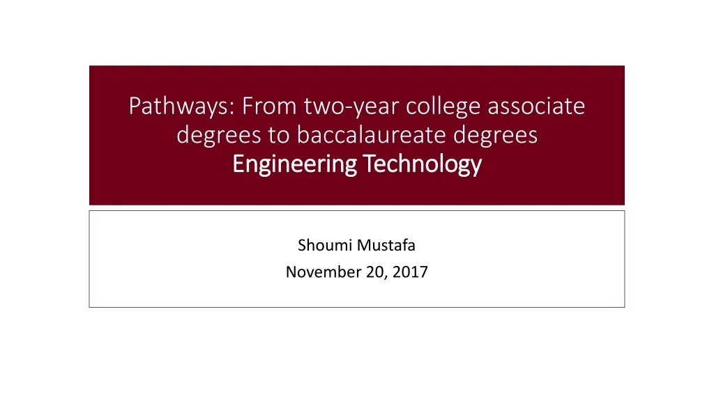 pathways from two year college associate degrees to baccalaureate degrees engineering technology