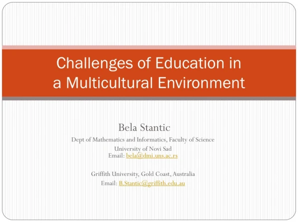 Challenges of Education in a Multicultural Environment