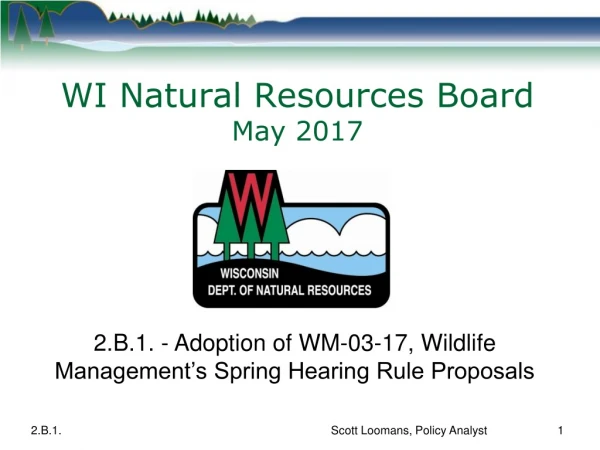WI Natural Resources Board May 2017