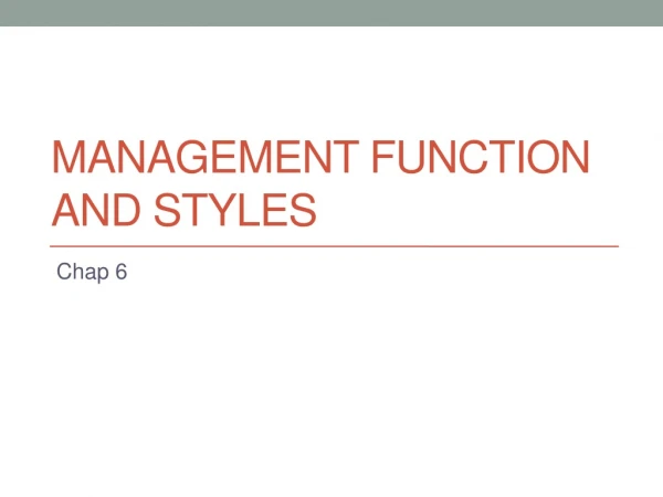 Management Function and Styles