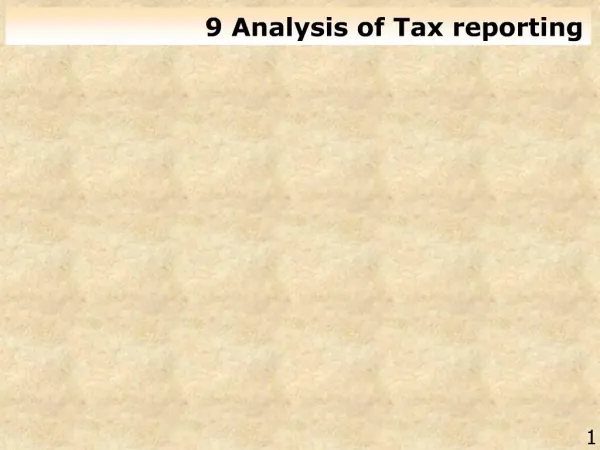 9 Analysis of Tax reporting