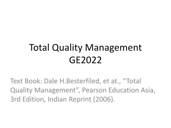 Total Quality Management GE2022