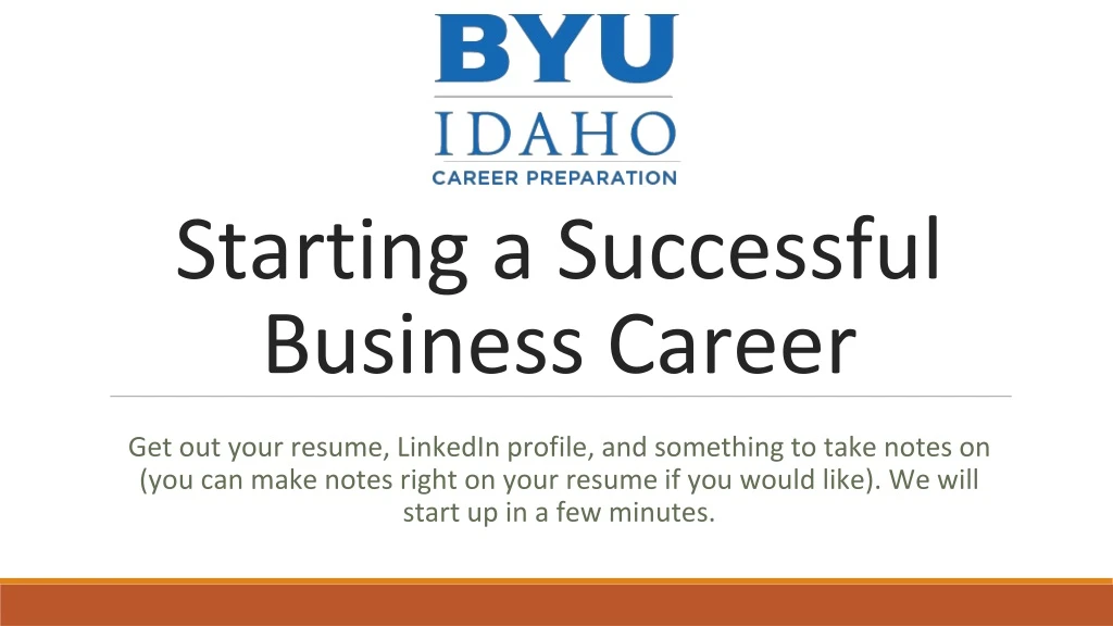 starting a successful business career