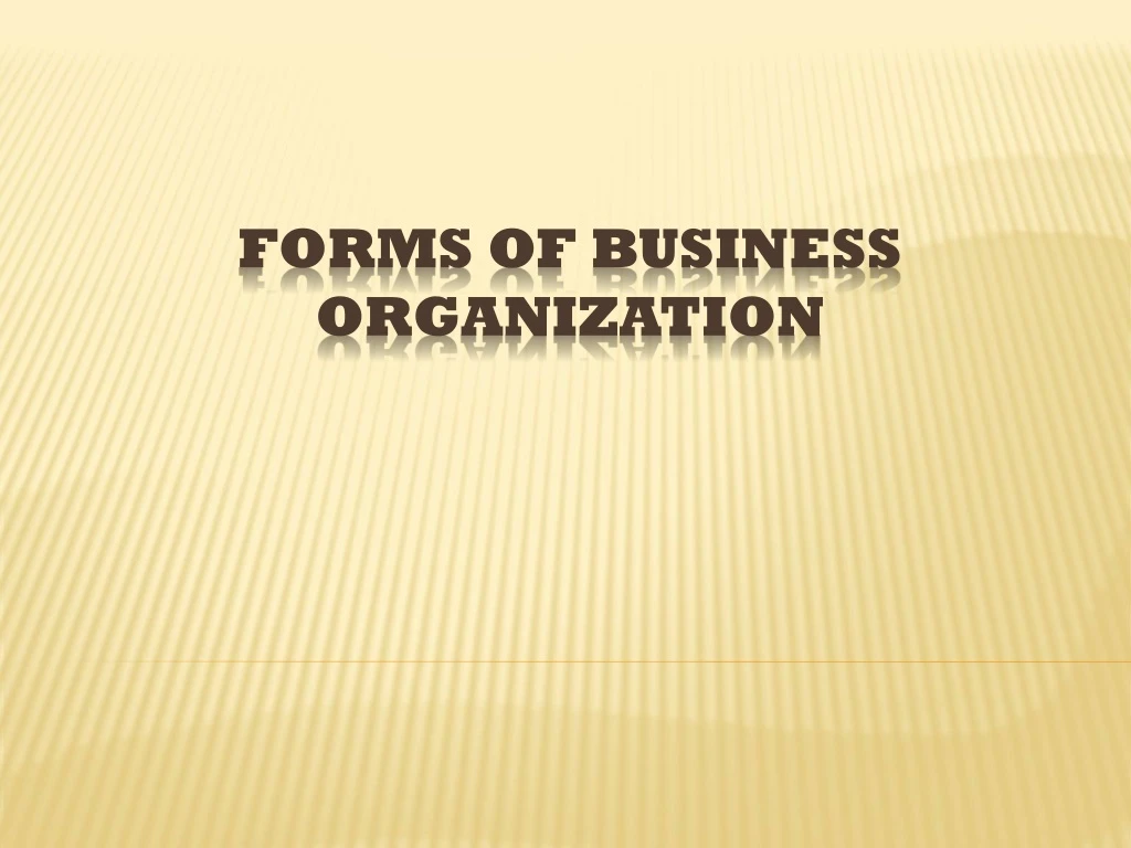 forms of business organization