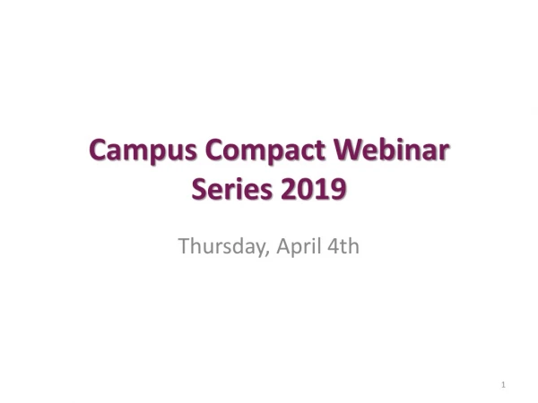 Campus Compact Webinar Series 2019