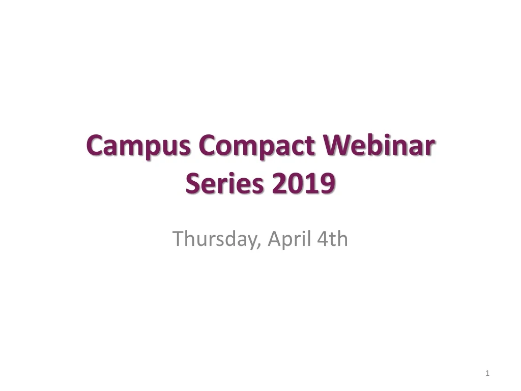 campus compact webinar series 2019