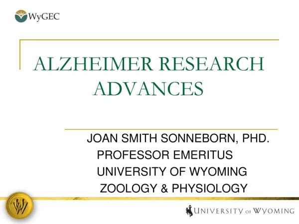 ALZHEIMER RESEARCH 		ADVANCES